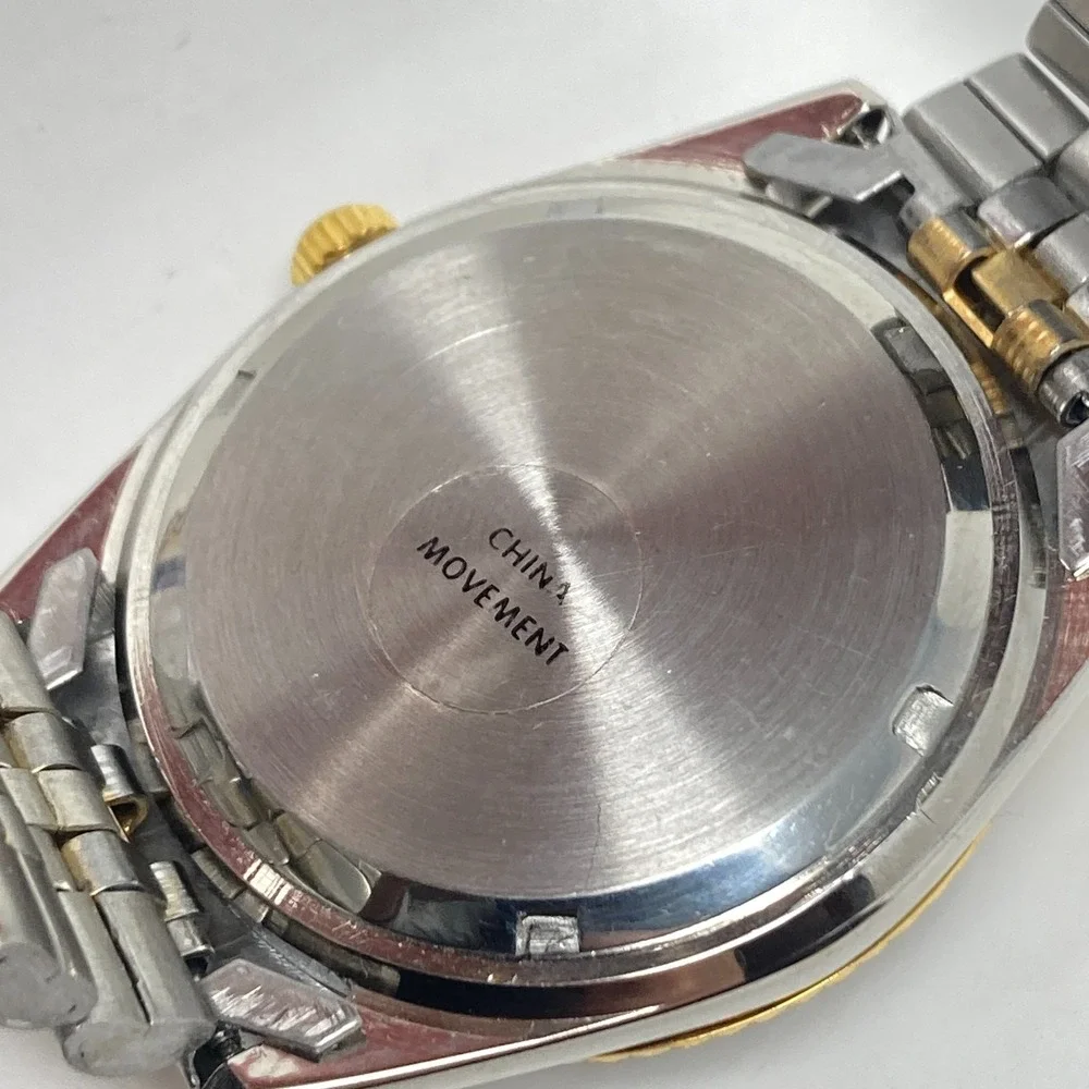 Pillsbury Watch Men 35mm Silver Gold Two Tone Date Bubble Round New Battery 7